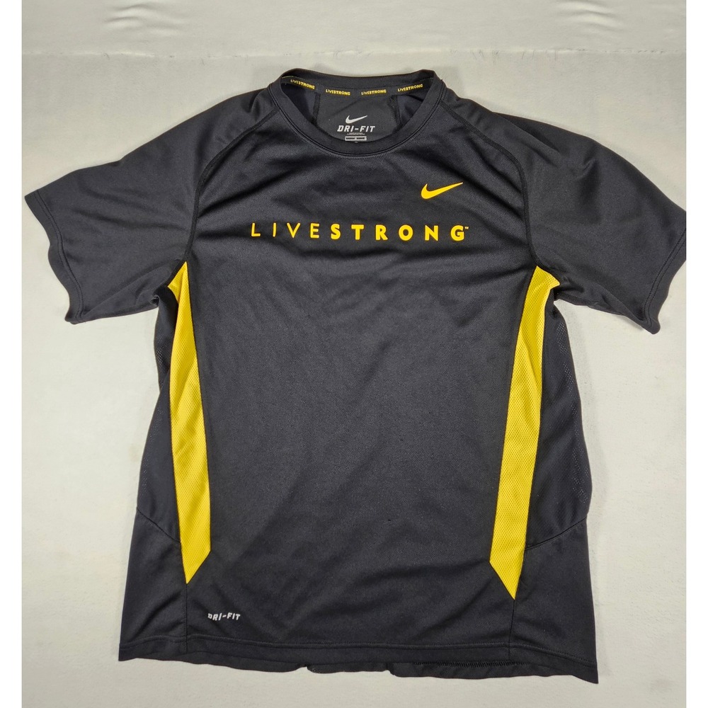 Nike Mens Livestrong Dri-FIT Training Shirt Black Yellow Large 393953-010